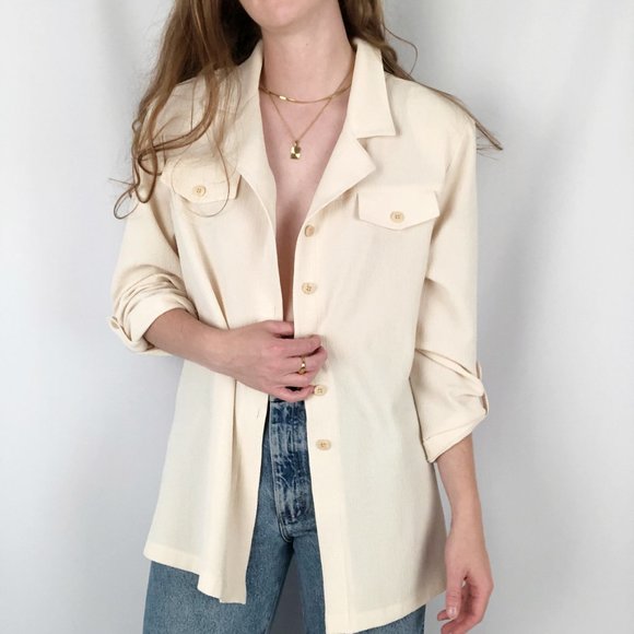 Vintage Union Made Oversized Button Down Shirt Long Sleeve Boyfriend Shacket Top - Picture 2 of 5